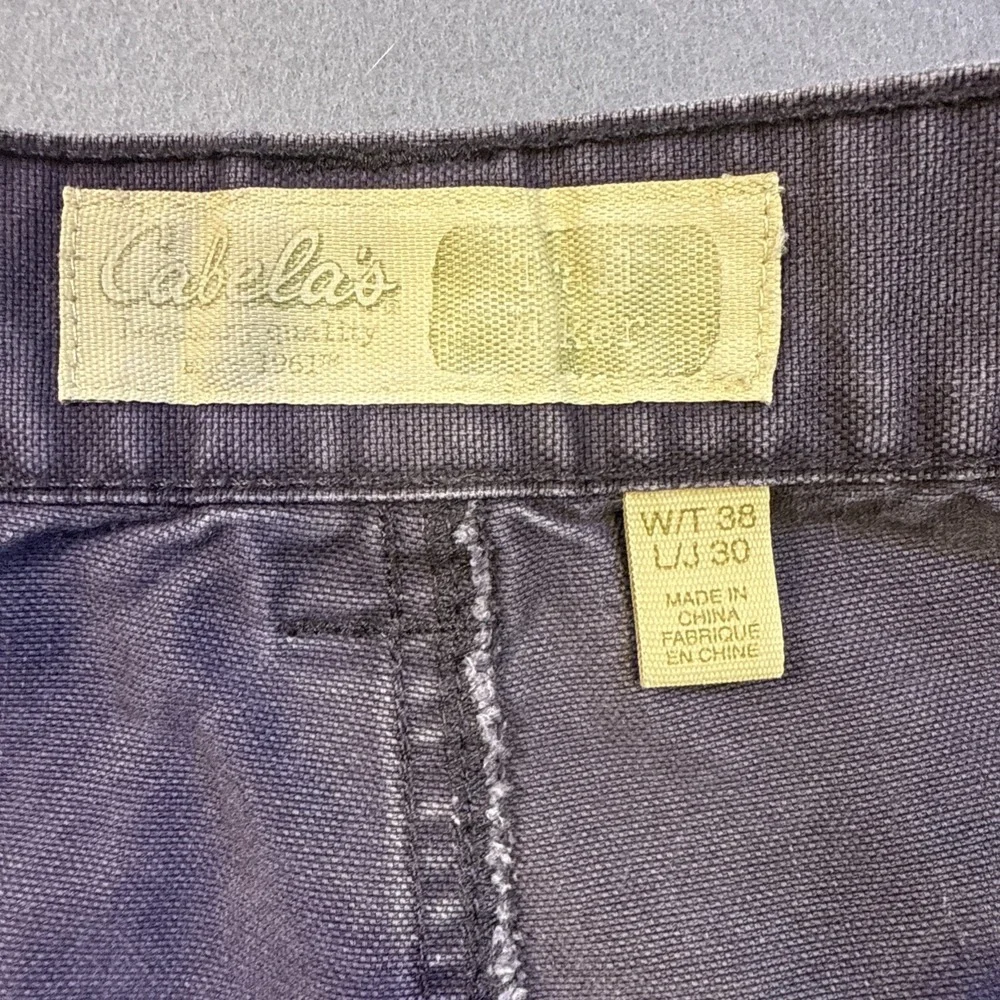 Cabelas Pants Chino Cotton Straight Leg Cargo Zip Fly Cargo Pockets 38/30